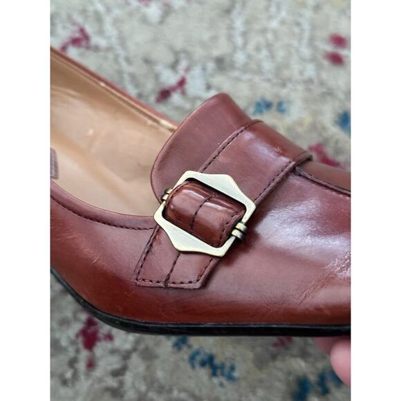 Vintage Enzo Angiolini Eadanette Brown Leather Low Loafer Pumps Heels Size 8.5 - Picture 12 of 12